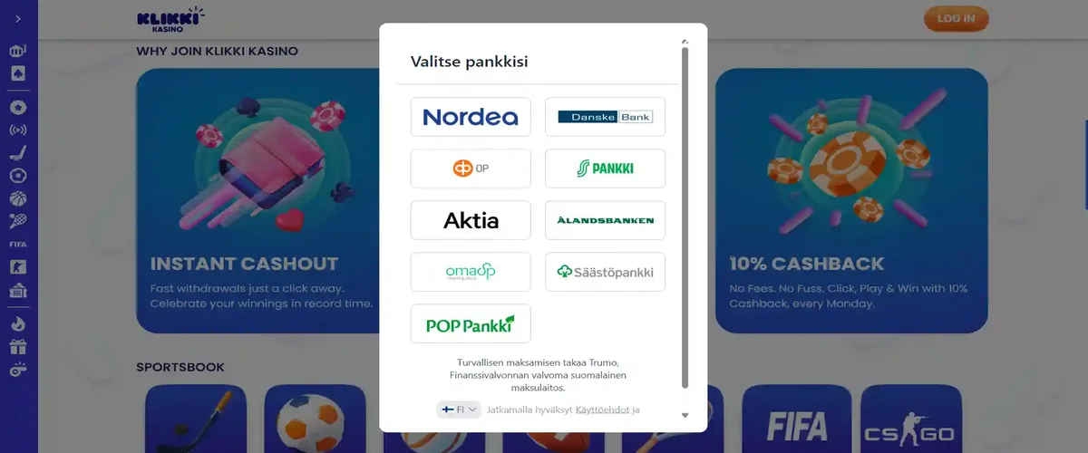 Klikki Casino Mobile